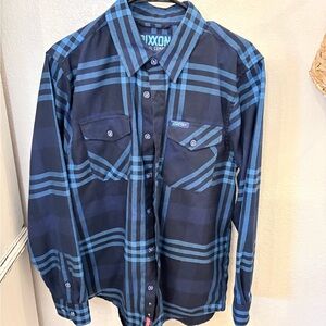 DIXXON Navy & Teal Plaid Flannel Shirt